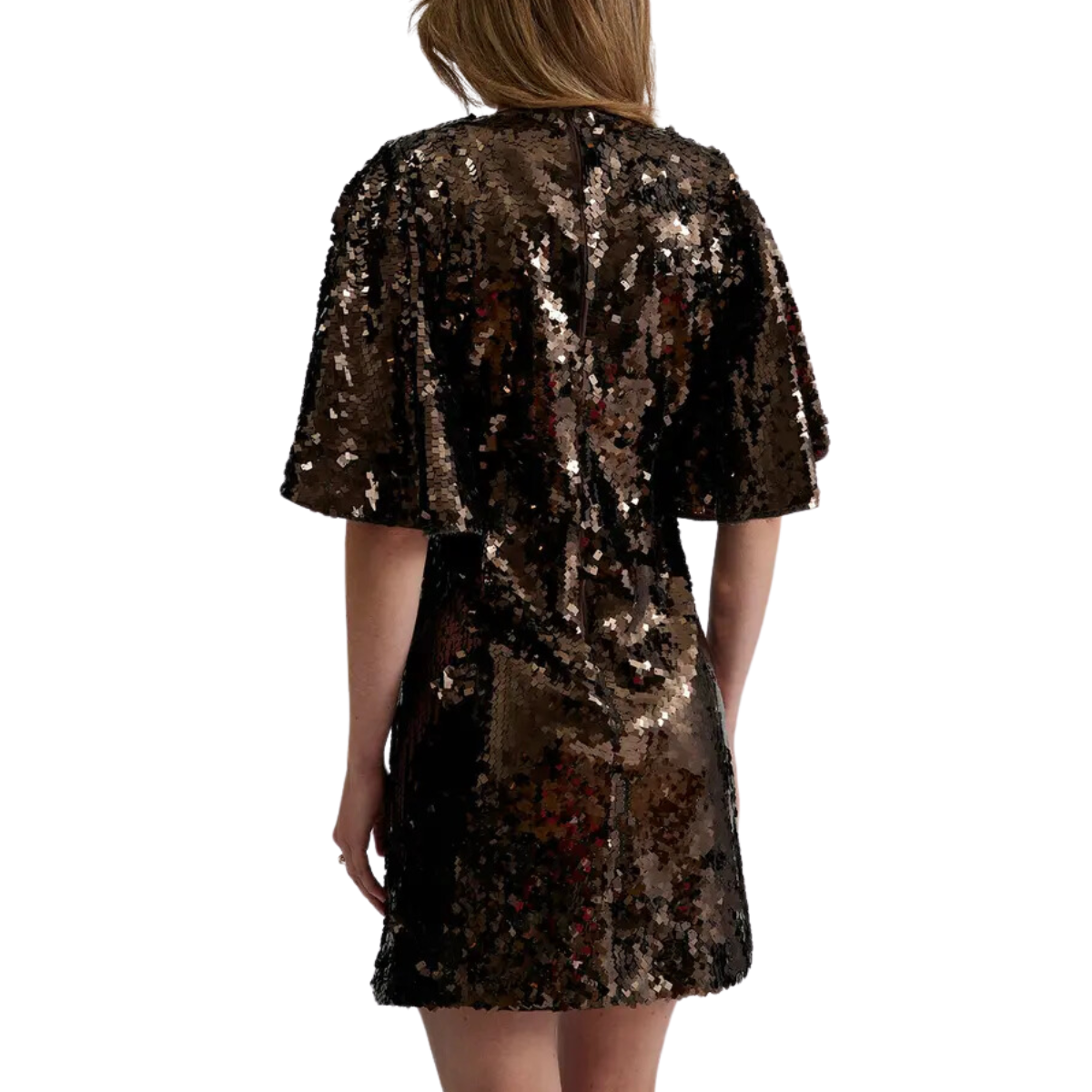 Chocolate Sequin Wide Sleeve Mini Dress