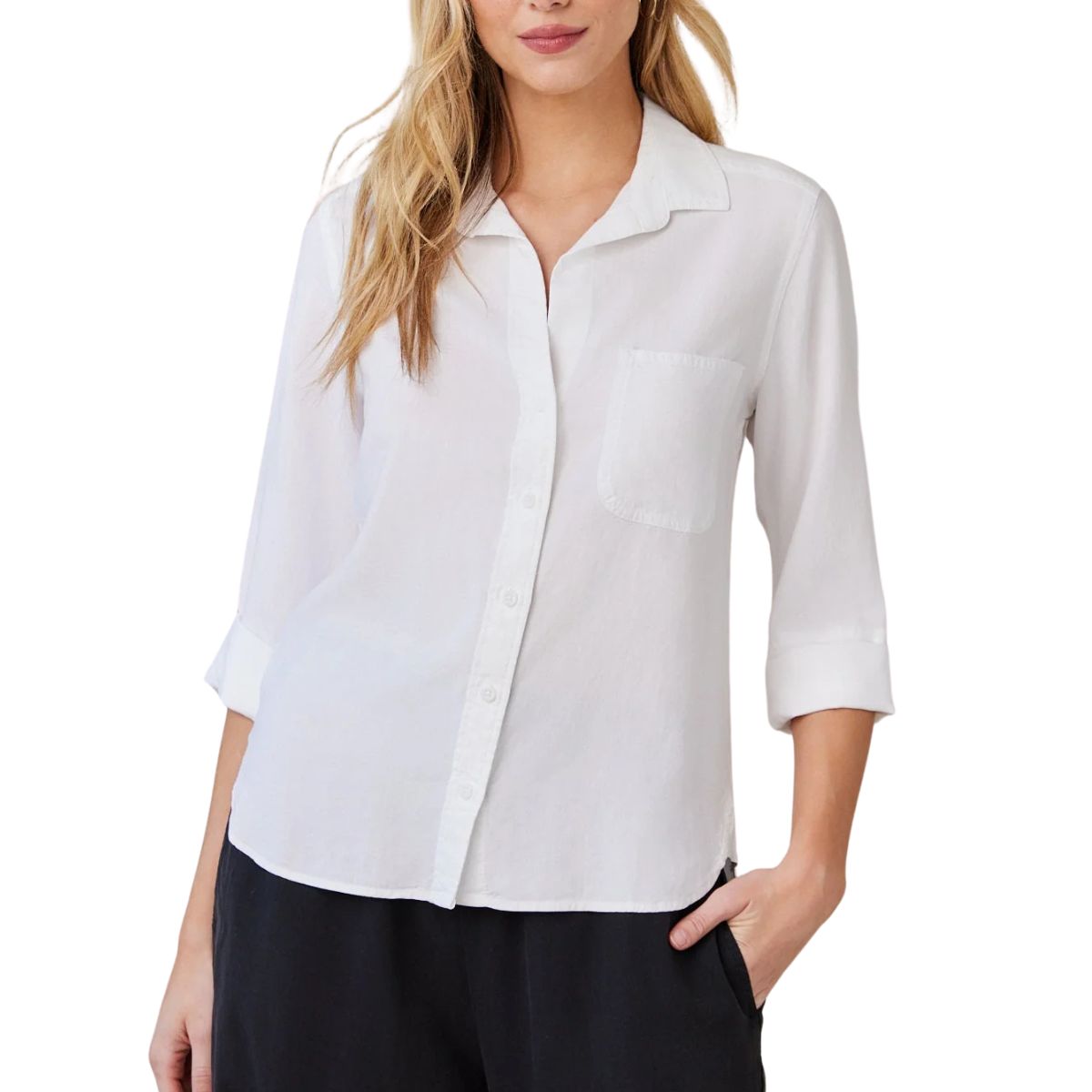 Shirt Tail Button Down White