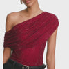Burgundy Rhinestone Drape Top