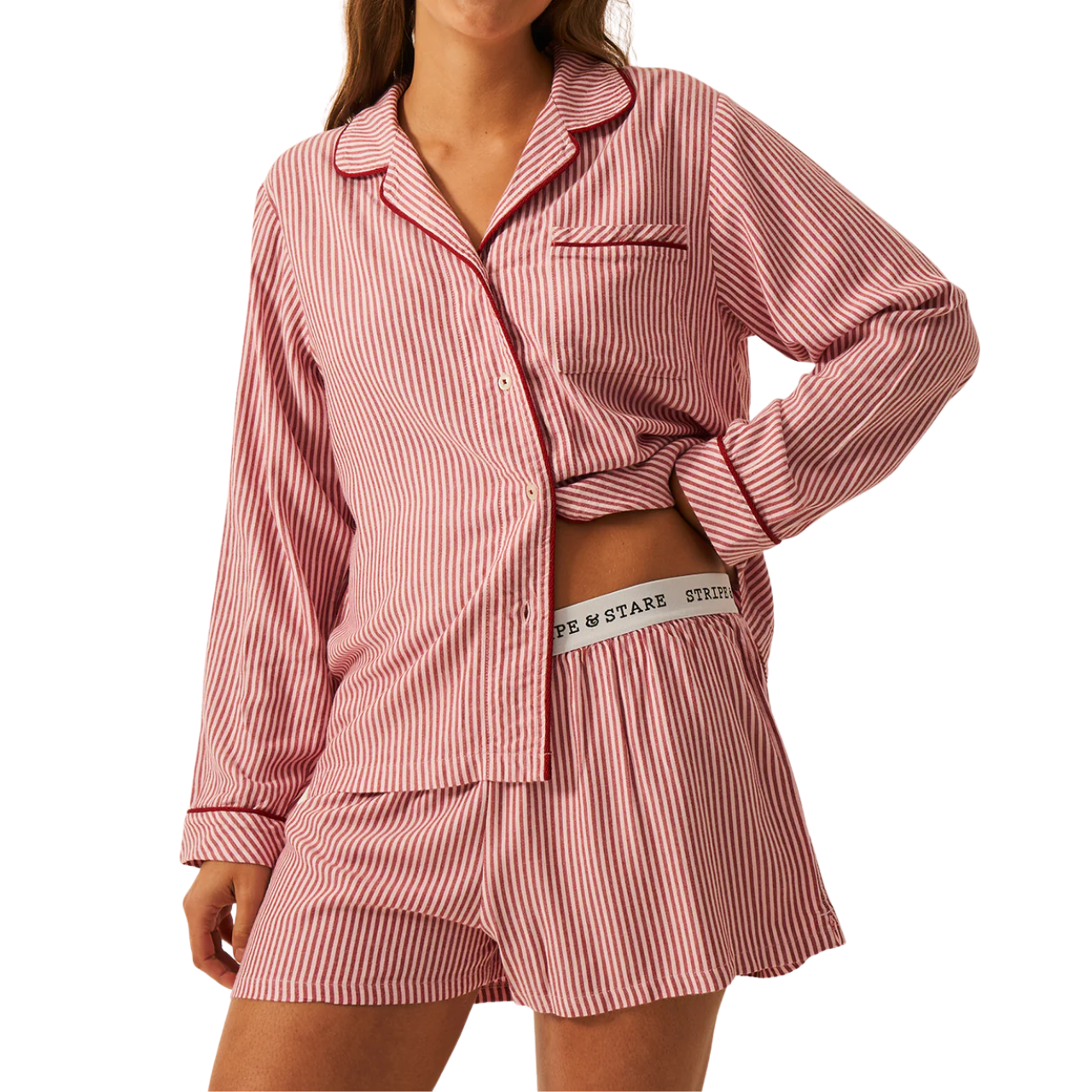 Ecovero Red Stripe Pyjama Top