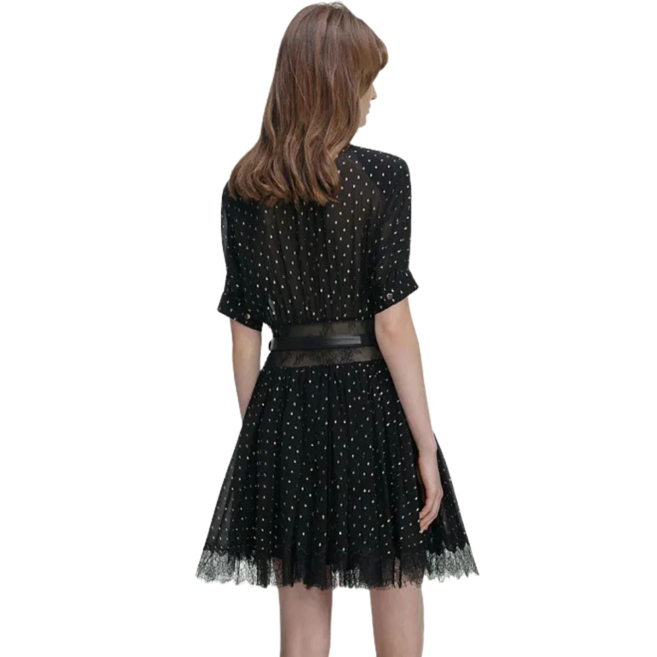 Black And Gold Chiffon Mini Dress