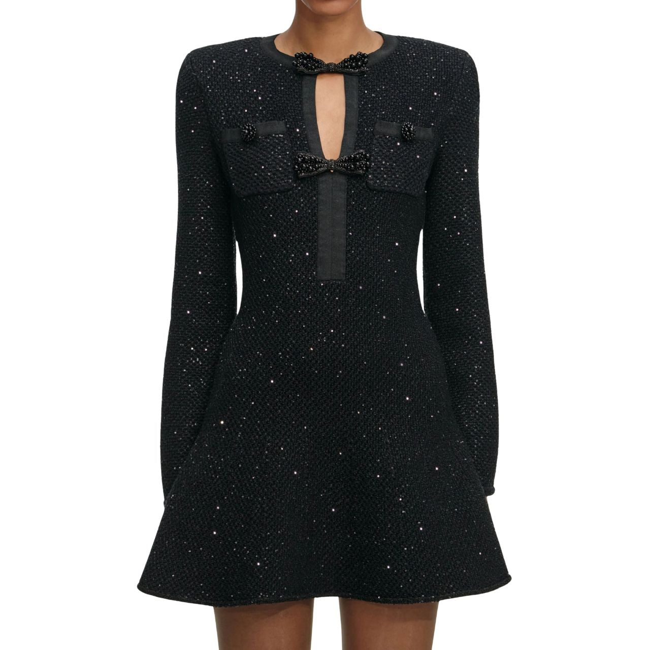 Black Sequin Knit Mini Dress