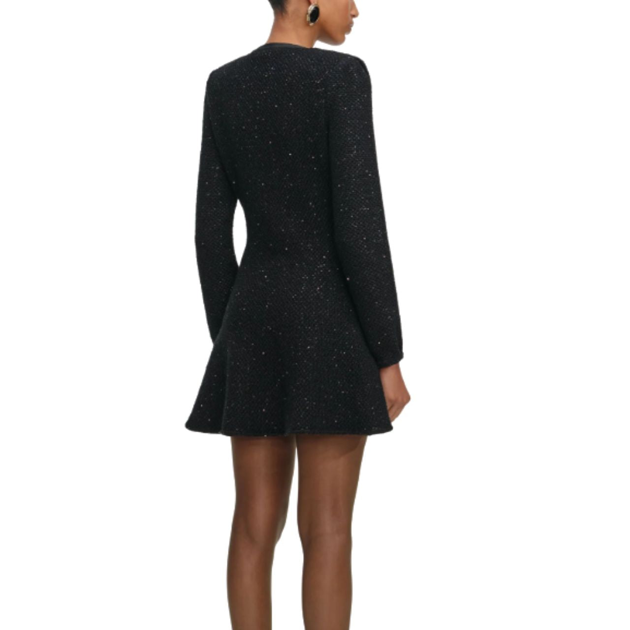 Black Sequin Knit Mini Dress