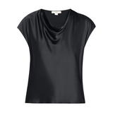Cowl Neck Cap Slv Blouse Black