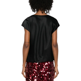 Cowl Neck Cap Slv Blouse Black